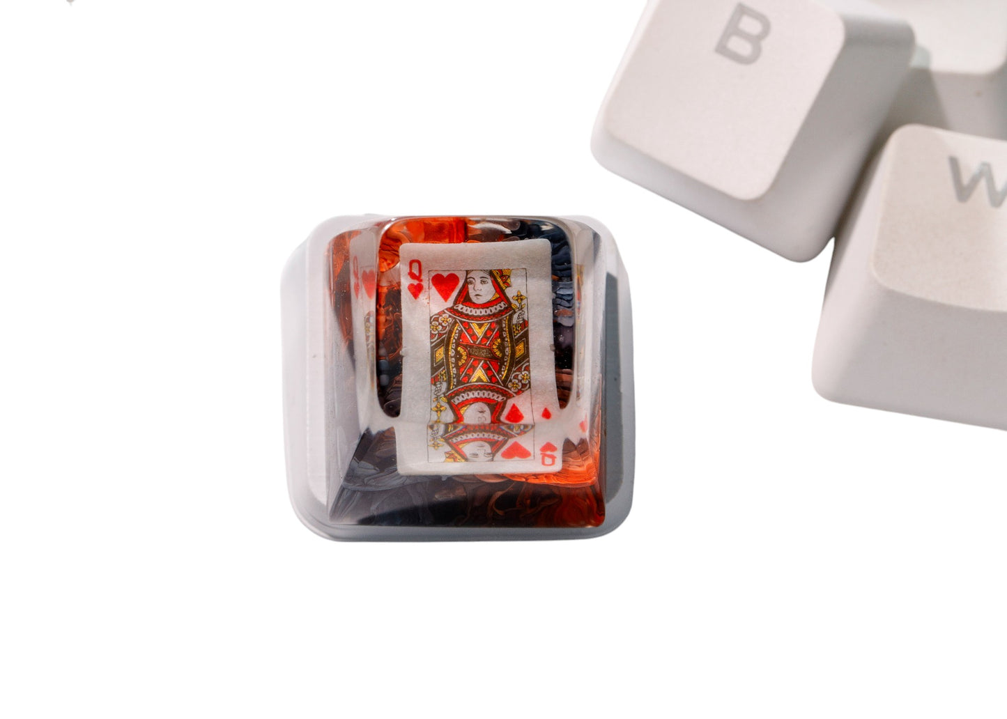 Keycap Queen of Hearts Orange Black | Artisan Keycap