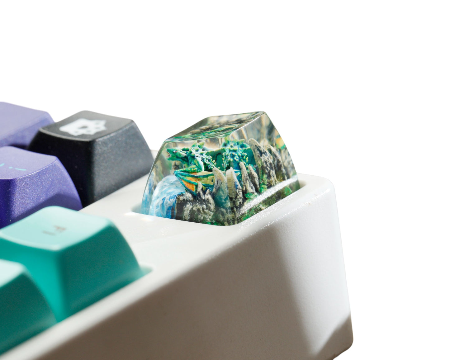 Keycap Green Dragon Waterfall Base | Artisan Keycap