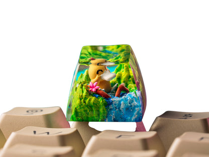 Keycap Psyduck Grass Waterfall | Artisan Mechanical Keycap