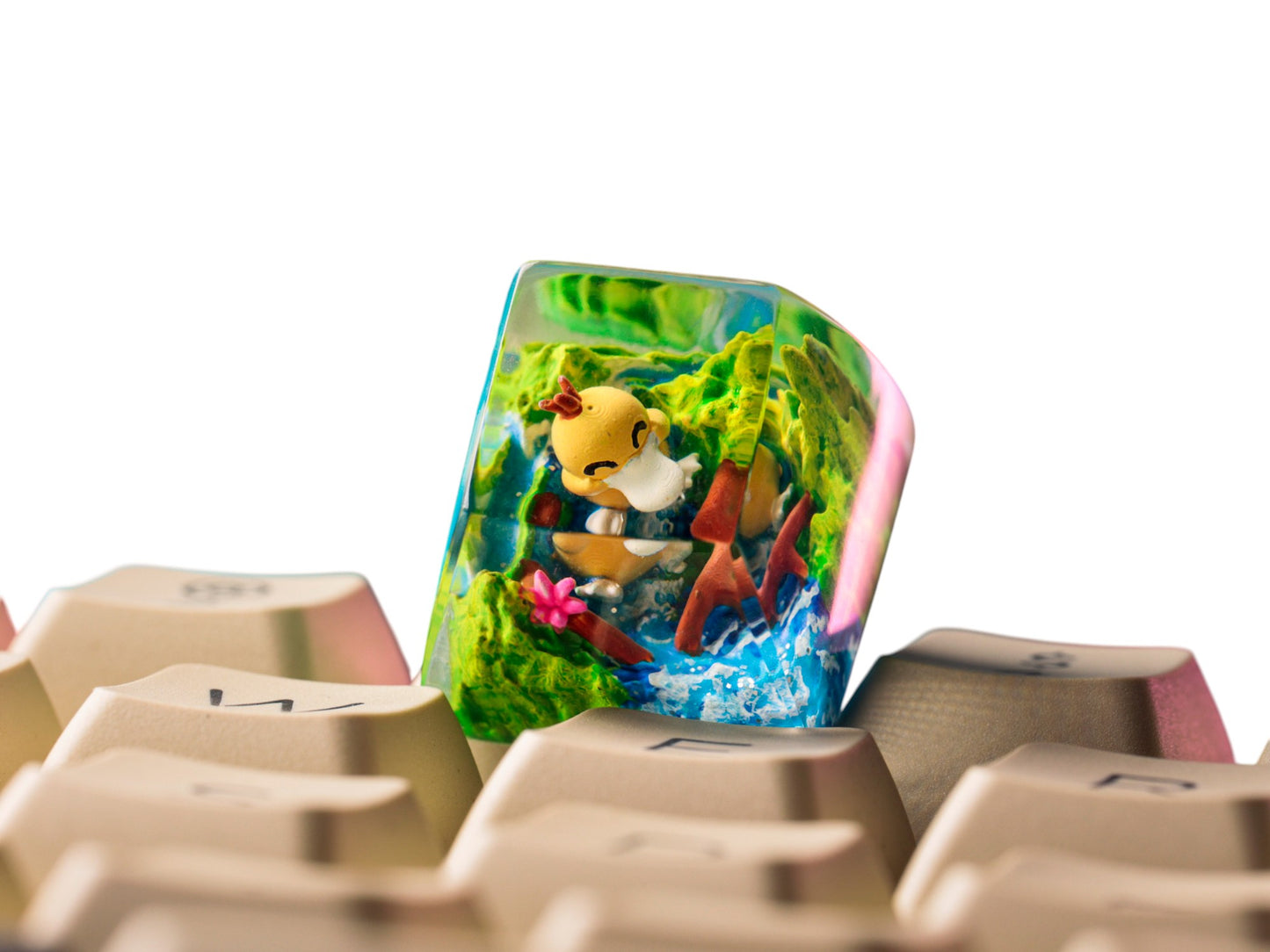 Keycap Psyduck Grass Waterfall | Artisan Mechanical Keycap