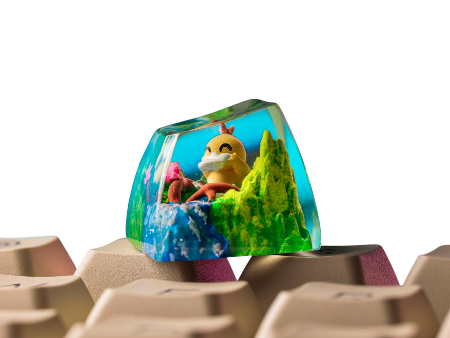 Keycap Psyduck Grass Waterfall | Artisan Mechanical Keycap