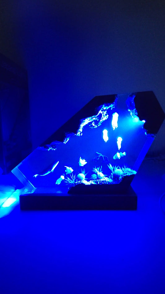 Deep Blue Starry Night Epoxy Lamp – LY076