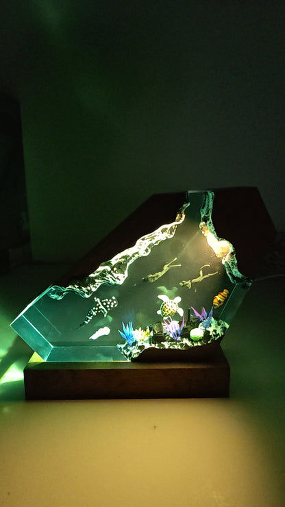 Teal Blue Ocean Epoxy Lamp – LY057